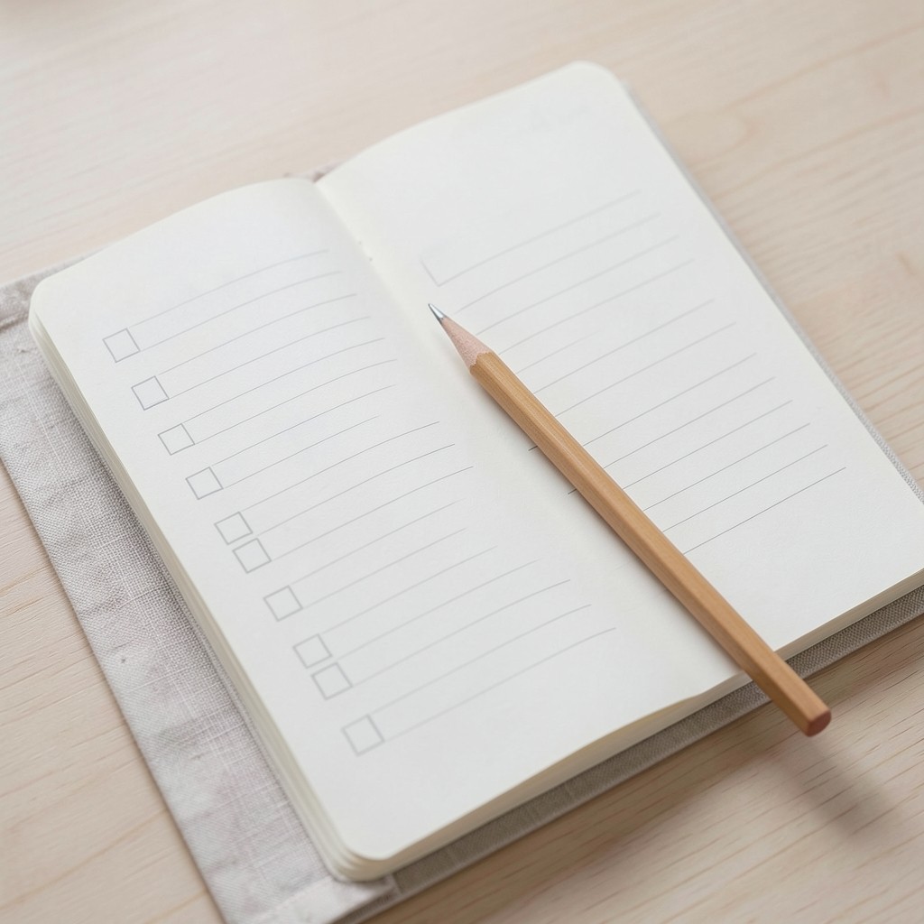 Notebook with a branch review planning checklist